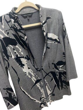 Ming Wang Vintage Abstract Navy &amp; White Cardigan Jacket